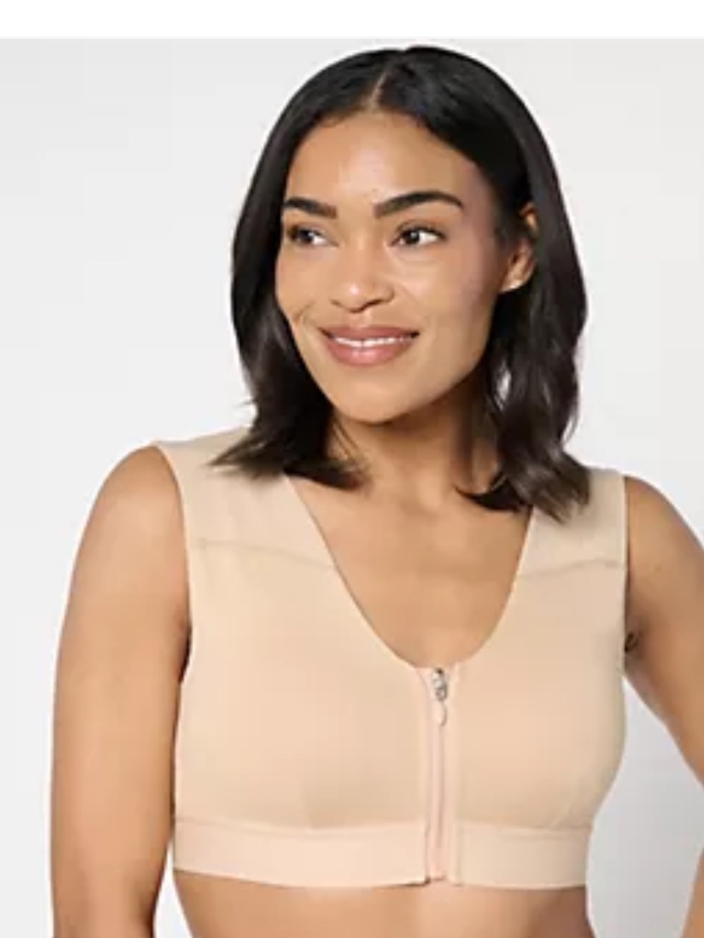 Tommie Copper Nude Beige Shoulder Support Bra NWOT XL Zip Front
